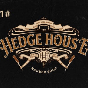 Victorian Vintage Logo Studio, Barber Design Studio, Hair Stylist Vector Design