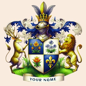 Family Crest,Enhanced Family Crests with AI - Unique Gift for Families and Couples