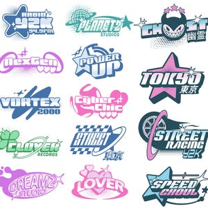 80+ Unique Y2K Logos: High-Quality PNG Designs, Perfect for T-Shirt Creations