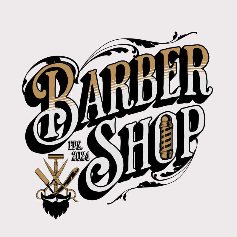 Vintage Barber Shop Logo Design, Retro Hair Stylist Vector (PNG, EPS ...