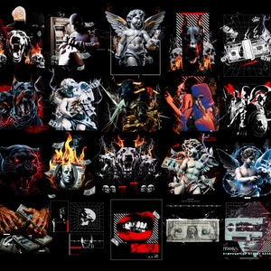 Graphic Streetwear PNG, T-Shirt Designs, and a Bundle of Streetwear Designs - No Text, Only Images