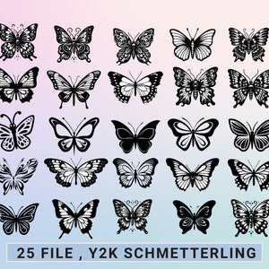 Y2K-fjärilsvektorgrafik, SVG PNG-filer (digital nedladdning)
