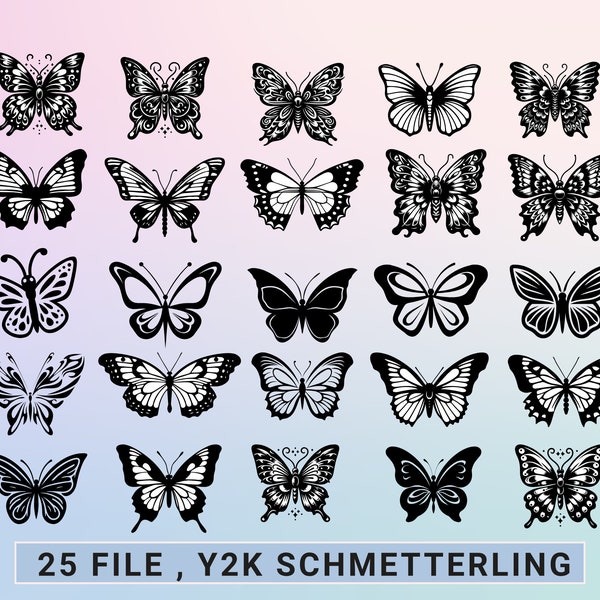 Digital Y2K Schmetterling Download vector png 25Illustrator, Design, Bekleidung, Logo, 90er, 2000er Procreate SVG cricut cricut