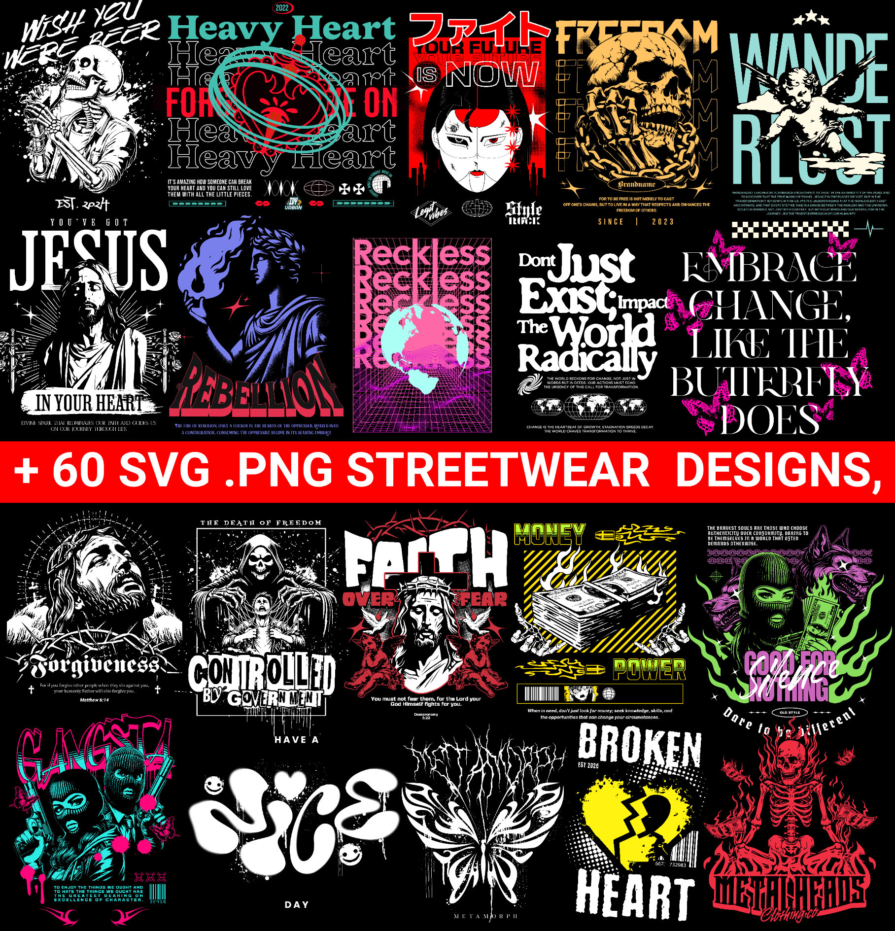 Streetwear SVG,PNG Designs, T-shirt Designs Bundle - Etsy