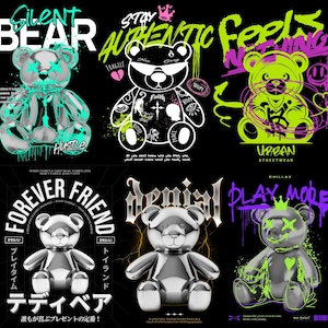 Nallebjörn Streetwear PNG-designer – Urban Hiphop-konst (digital nedladdning) bild 3
