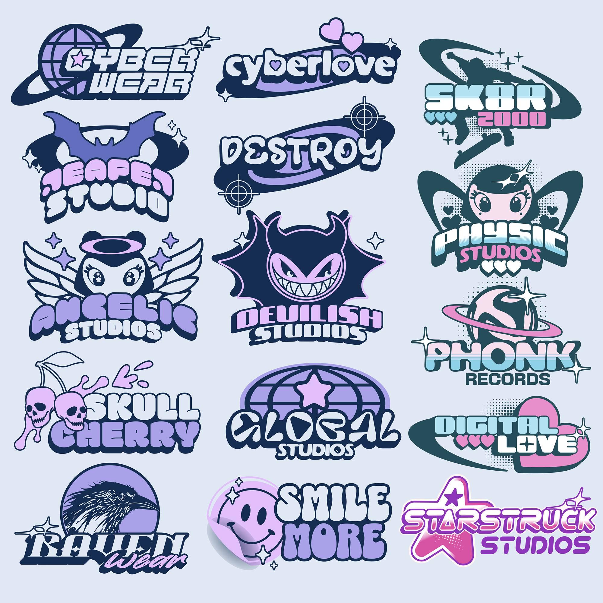 80+ Unique Y2K Logos: High-quality PNG Designs, Perfect for