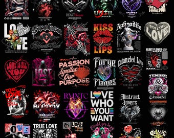 Exklusives Streetwear Love und Blumen Design Bundle im PNG Format: Die ultimative T-Shirt Kollektion