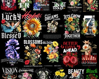 Bundle von T-Shirt Designs: Floral Streetwear, Urban Streetwear, Biker Themen, Flora und Fauna Styles