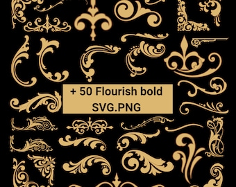Filigree Scrollwork, Flourish bold digital File for Silhouette, Cricut, and Lightburn and more!