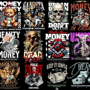 Streetwear Money PNG Designs, 100 Dollar, Trendy Digital Art Files for Clothing, Graphic Design Bundle, Includes 100 High-Quality PNG Files