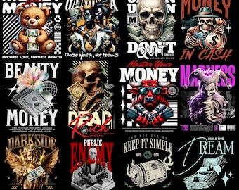 Streetwear Money PNG Designs, 100 Dollar, Trendy Digital Art Files for Clothing, Graphic Design Bundle, Includes 100 High-Quality PNG Files