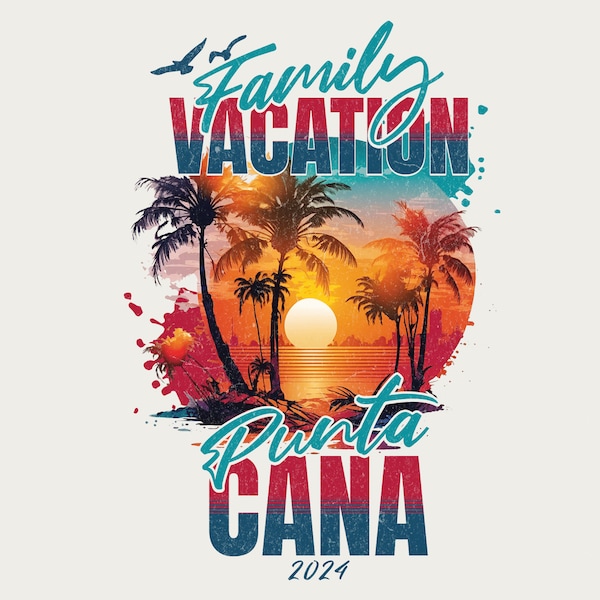 Punta Cana Familienurlaub 2023, PNGDatei, PDF Datei, Sommerurlaub, Matching Group Design, druckbare vorgefertigte Datei