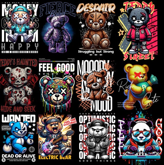 Teddy Bear Streetwear PNG Designs – Urban Hip Hop Art (Digital Download)