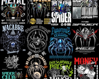 Spider Streetwear PNG Designs, Y2K Urban Graphics (Digital Download)