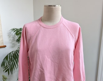 Vintage 80s Pink Sweatshirt | Raglan Crewneck | Size Medium - Large M L