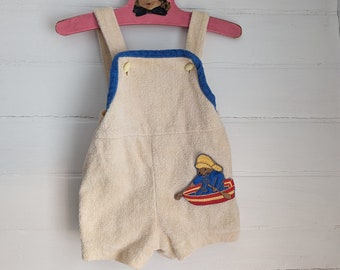 Vintage Baby Paddington Bear Romper | Infant Overalls | Summer bubble Onsie | Playsuit | Sleeveless | Size 3-6 months