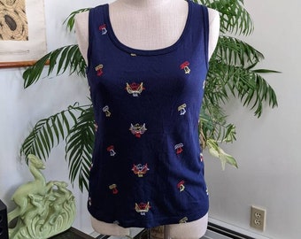 Vintage 70s Women's Tank Top | Patriotic Fourth of July | Navy Blue  Ship 'n Shore | Size Medium