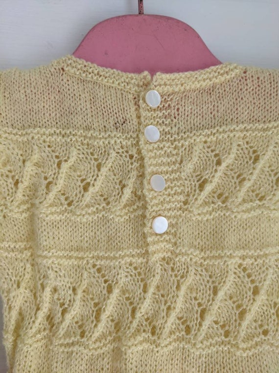 Vintage Hand-knit Toddler Girls Yellow Dress | Si… - image 8