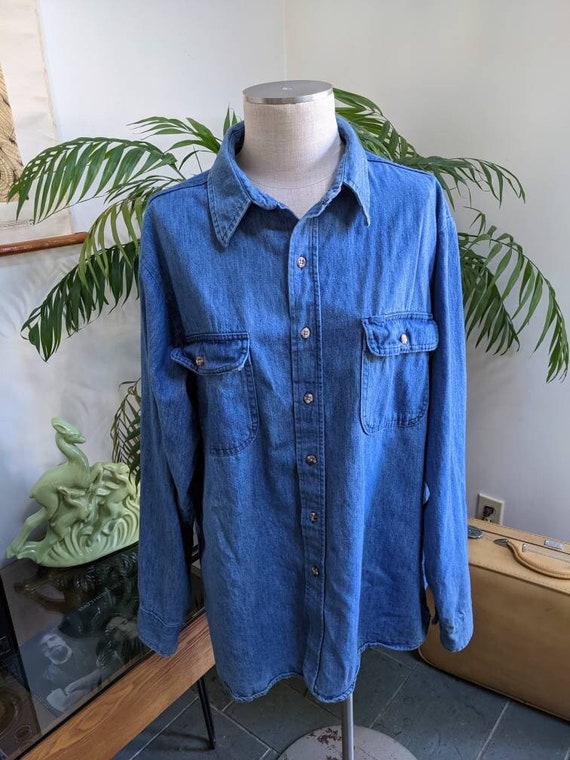 Vintage 70s Denim Button Down Shirt | Fieldmaster 