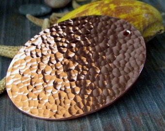 AGB jewelry findings handmade pendant large textured copper oval 46x36mm Roxana