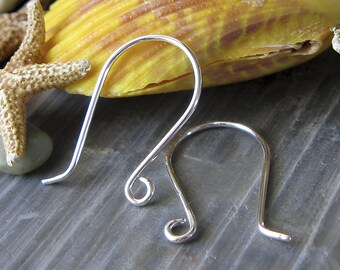 Earring hooks. Classic handmade sterling silver ear wires. Artisan jewelry findings.  AGB Carioca