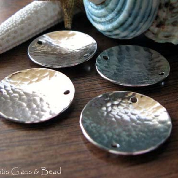 Sterling silver hammered discs for jewelry making.  You choose size and how many holes.  AGB findings.