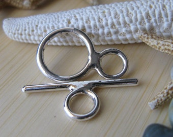 Handmade sterling silver toggle clasp set simple sturdy small artisan jewelry findings AGB Leandros