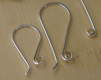 Fancy earring hooks sterling silver or gold filled Artisan handmade ear wires jewelry findings AGB Long Chacona