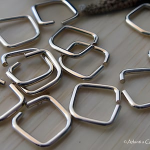 Square jump rings 20 gauge 7mm. AGB handmade artisan sterling silver, oxidized sterling or gold filled 25 pieces quality jewelry finding