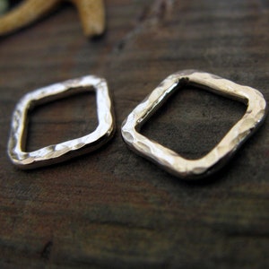 Sterling silver 4 pieces hammered 9mm squares link Priam AGB artisan jewelry findings