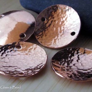Copper hammered domed discs.  You choose size and how may holes. Handcrafted jewelry components. AGB findings