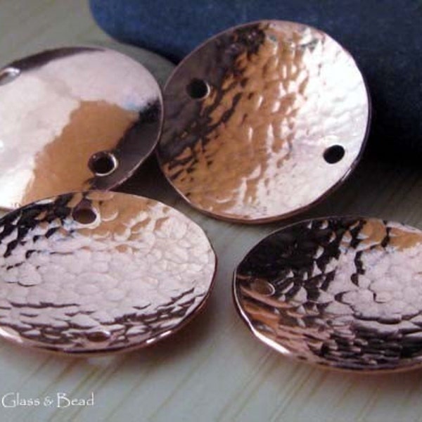 Copper hammered domed discs.  You choose size and how may holes. Handcrafted jewelry components. AGB findings