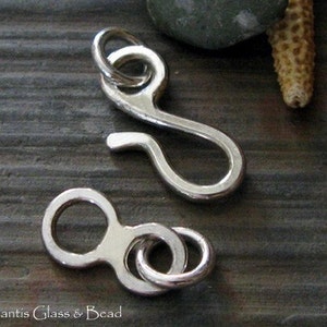 Sturdy hook clasp set. Artisan handmade for necklaces or bracelets. Sterling silver with multiple finish options. AGB Skylla image 3