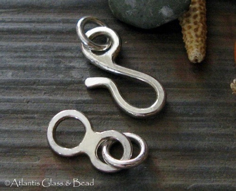 Sturdy hook clasp set. Artisan handmade for necklaces or bracelets. Sterling silver with multiple finish options. AGB Skylla image 3