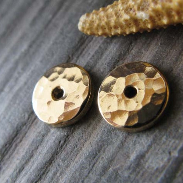 Tiny hammered 6mm bead caps. Artisan handmade in sterling silver, copper or 14k gold-filled. Supplies for jewelry making. AGB Aliki 2 pieces