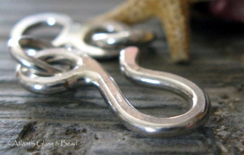 Sturdy hook clasp set. Artisan handmade for necklaces or bracelets. Sterling silver with multiple finish options. AGB Skylla image 2