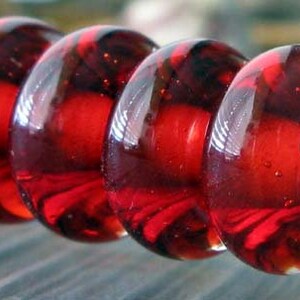 AGB Ruby boro glass lampwork, small spacer beads..