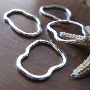 Small organic shaped bean connector links handmade jewelry findings sterling silver or gold filled AGB Pareia 2 pieces