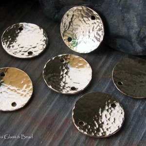 Hammered 14k gold filled discs for jewelry making. You choose size and how many holes. Earring findings. AGB set of discs. image 5