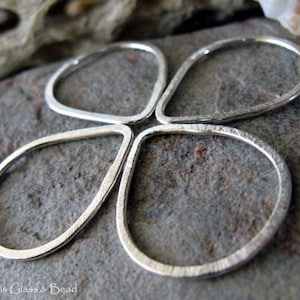AGB artisan sterling silver large teardrop 26x22 roughly brushed texture Unite 2 pieces