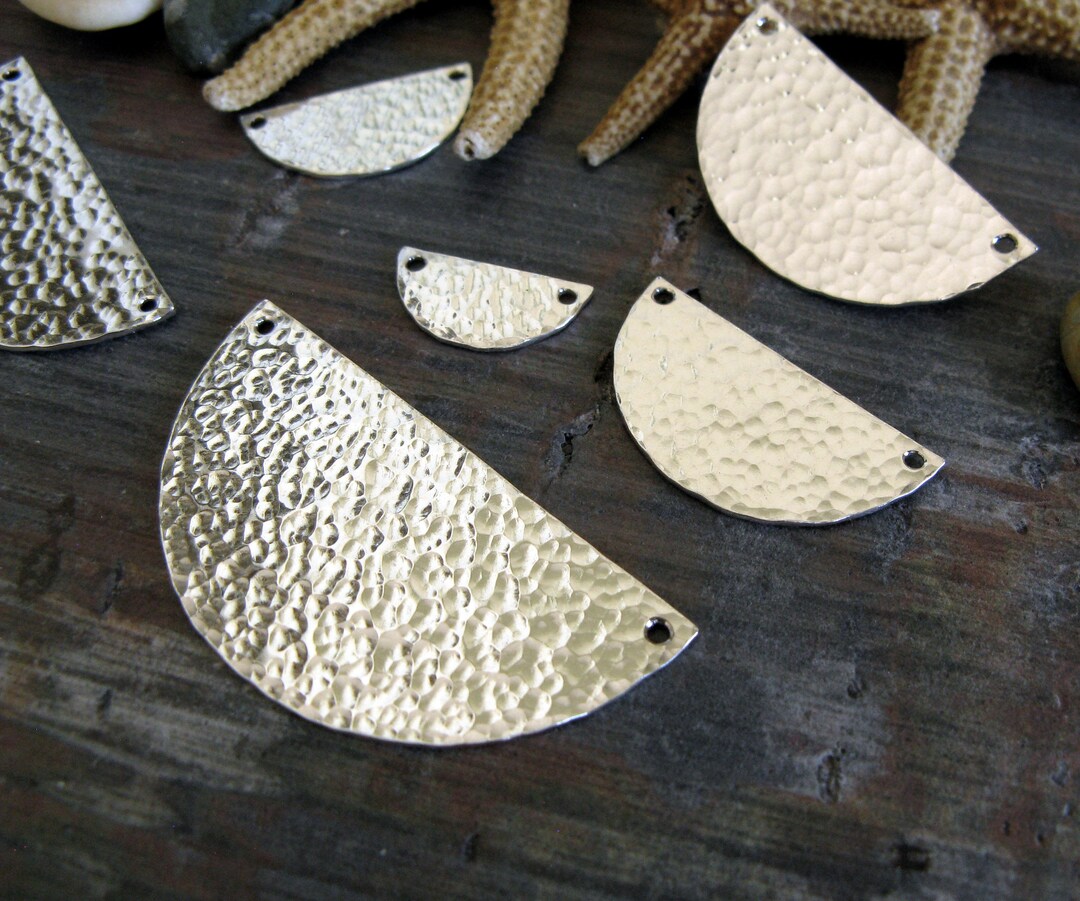 Half Circle Sterling Silver or Gold Filled Hammered Disc for Jewelry