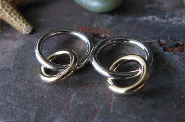 Mixed Metal Interlocking Rings Sterling Silver & 14k - Etsy
