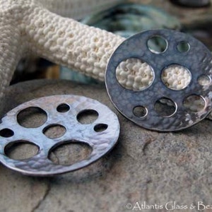 AGB artisan oxidized sterling silver jewelry findings 22mm unique handmade round discs Phoebe 2 Pieces