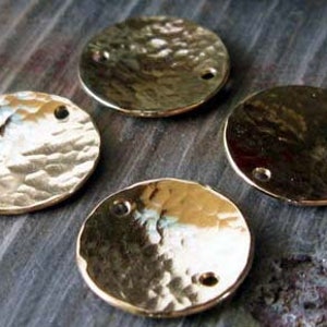 Hammered 14k gold filled discs for jewelry making. You choose size and how many holes. Earring findings. AGB set of discs. image 4