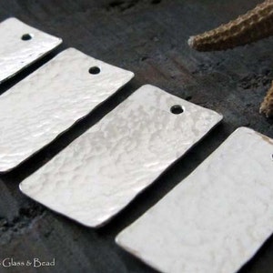 Hammered rectangle jewelry findings. Sterling silver or 14k gold filled necklace pendant or earring drops. Artisan AGB Tethys 2 pieces image 1