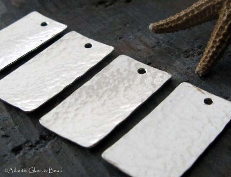 Hammered rectangle jewelry findings. Sterling silver or 14k gold filled necklace pendant or earring drops. Artisan AGB Tethys 2 pieces image 1