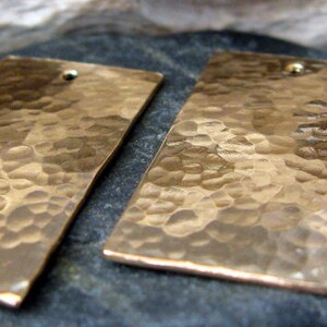 Hammered rectangle jewelry findings. Sterling silver or 14k gold filled necklace pendant or earring drops. Artisan AGB Tethys 2 pieces image 6