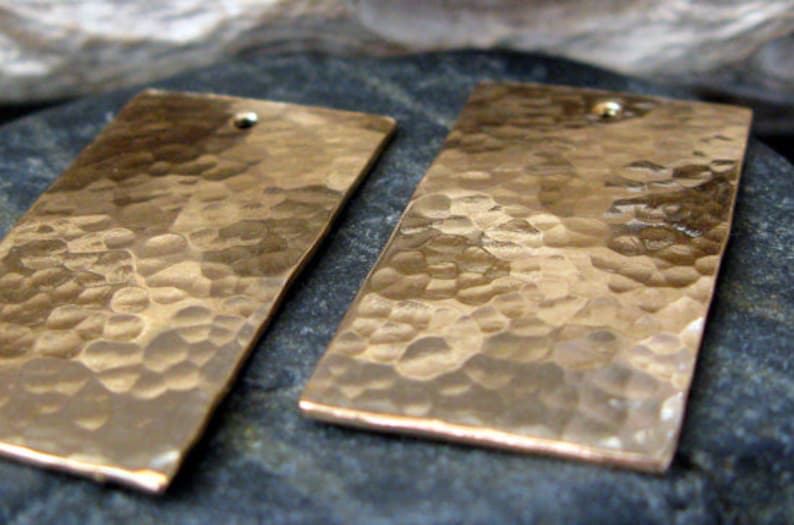 Hammered rectangle jewelry findings. Sterling silver or 14k gold filled necklace pendant or earring drops. Artisan AGB Tethys 2 pieces image 6
