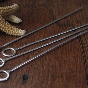 AGB artisan jewelery findings sterling silver or 14k gold filled fancy headpins handmade Homer 22 gauge 2 inch 4 pieces image 3