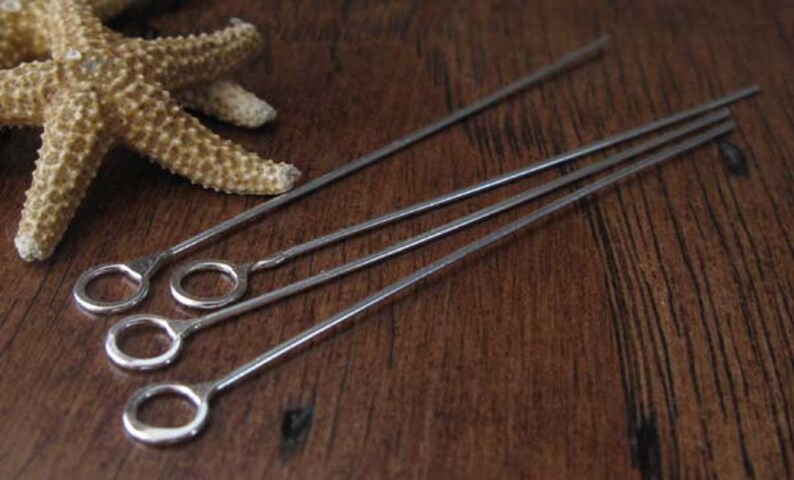 AGB artisan jewelery findings sterling silver or 14k gold filled fancy headpins handmade Homer 22 gauge 2 inch 4 pieces image 3